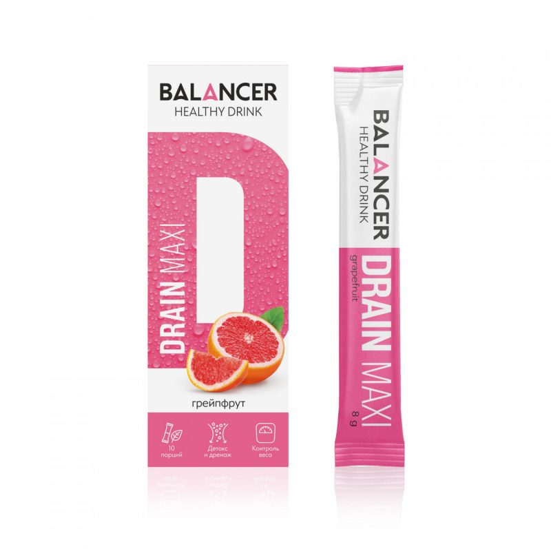 Дренирующий напиток BALANCER DRAIN MAXI со вкусом «Грейпфрут», 10 стиков